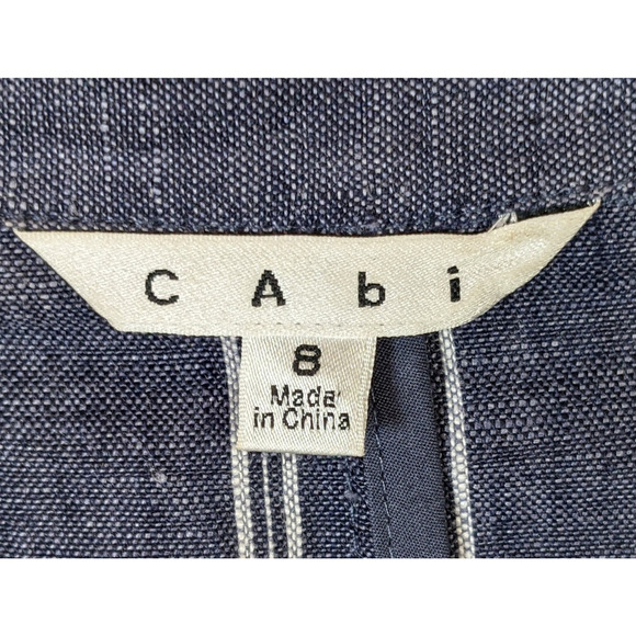 CAbi Linen Pinstripe Jacket  Size 8 - Picture 3 of 5